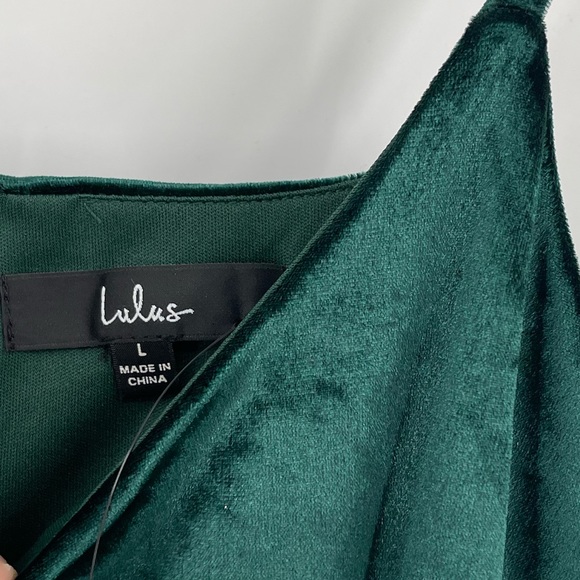 NWT Lulu’s Velvet Dress Emerald Green Cutout Bodycon Mini Dress Size Large - Picture 7 of 8